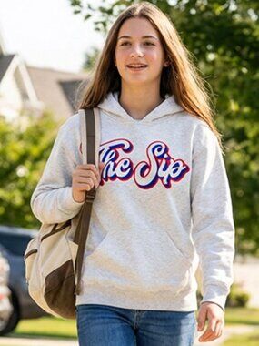 Ole Miss The Sip Youth Rugger Hoodie GREY HEATHER  Small Medium Large